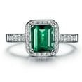 thumbnail image 2 of Classic 1.50 Carat Emerald and Diamond Engagement Ring in White Gold, 2 of 4