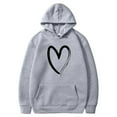 thumbnail image 4 of Htigea Heart Graphic Hoodies for Women Oversized Hooded Sweatshirts Fleece Long Sleeve Pullover Kangaroo Pocket Tops Gray M, 4 of 4