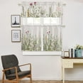 thumbnail image 6 of 3 Piece Kitchen Curtains Tiers and Valances Set, Dandelion Flower Leaves Vintage Spring Daisy Watercolor Floral Botanical Short Rod Pocket Window Curtain for Bedroom, Bathroom, 6 of 6