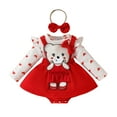 thumbnail image 1 of FAOWME Robe Triangle à Manches Longues Cœur Dessin Animé Douce pour Bébé Fille Robe Rouge avec Nœud Rouge 9-12 Mois, 1 of 8