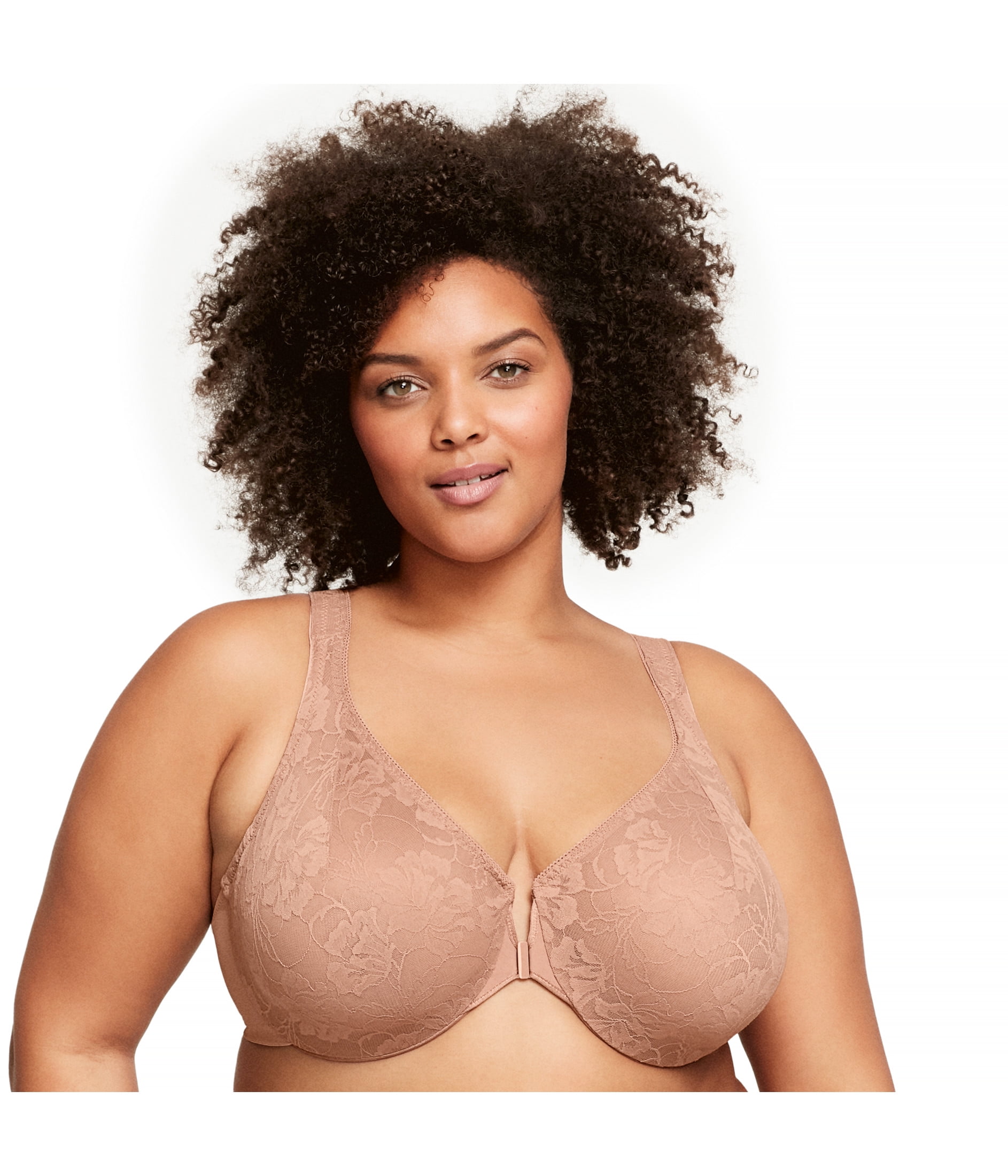 Glamorise Lacey T-Back Front-Closure WonderWire Underwire  Bra 9246 (Women's & Women's Plus)