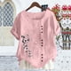 thumbnail image 5 of Xuyuer Women's Spring And Summer Block Print Round Neck Button Short Sleeve Casual T-Shirt, 5 of 5