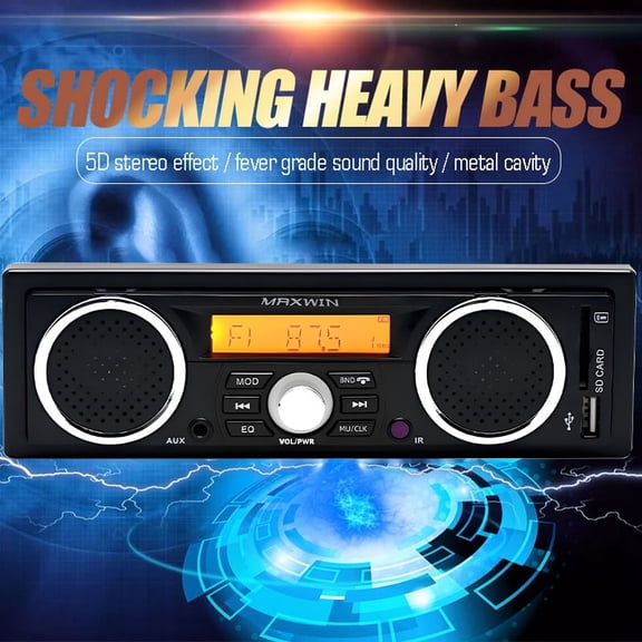 8236 12V 2.5 inch Bluetooth mp3 player card with 3 bass music speakers