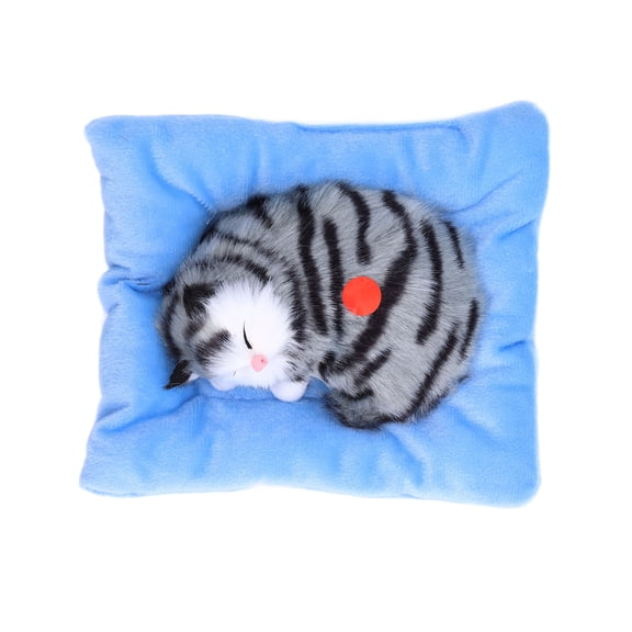Cats, Relaxing Lifelike Sleeping Cat Doll Toy Simulation Plush Comfortable With Sound For Children Toy Grey Cat Shape