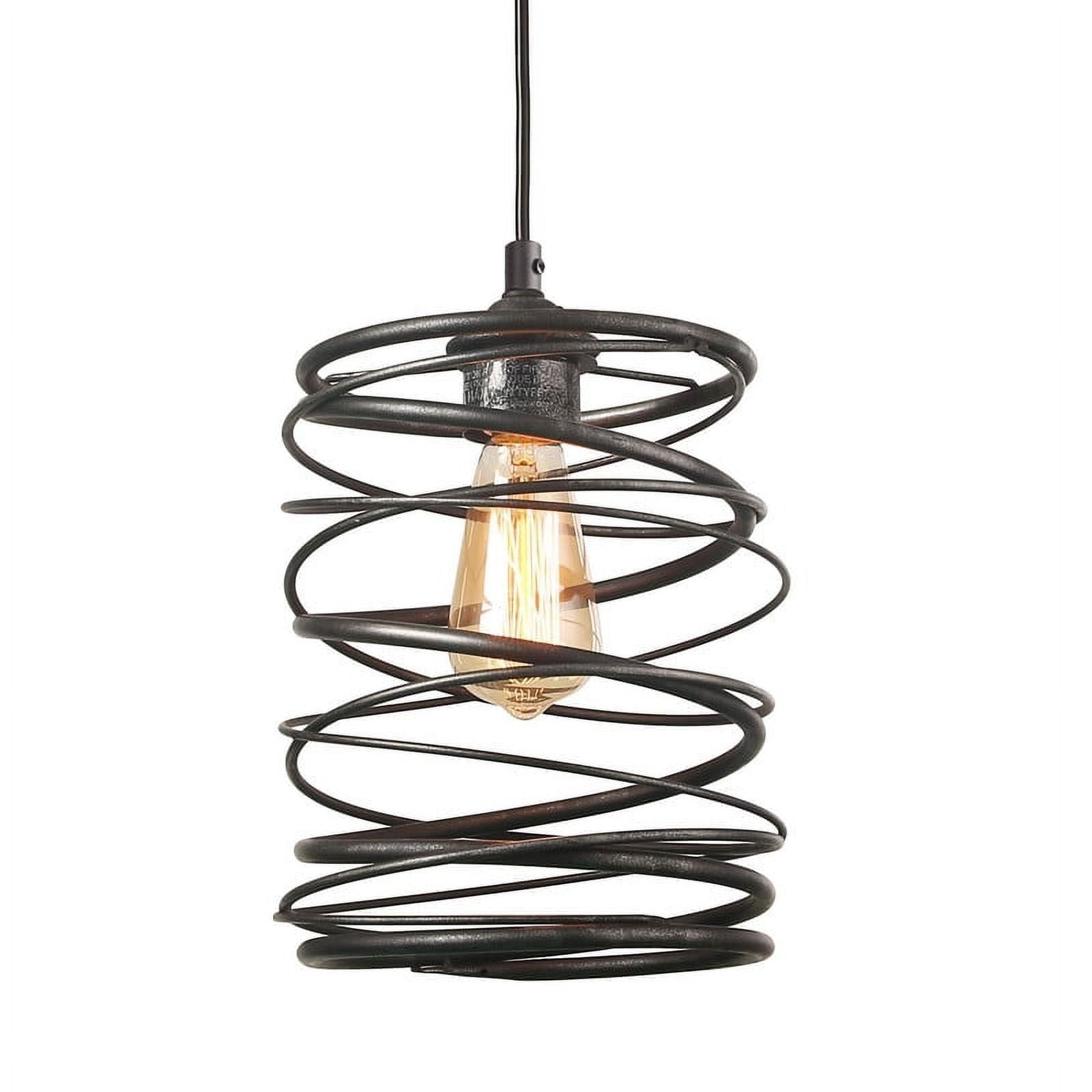 LNC 1-Light Matte Black Spiral Cage mini Pendant Light for Kitchen Island Light