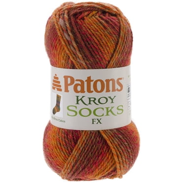 Patons Kroy Socks FX Yarn - Geranium Color, 75% Washable Wool / 25% Nylon, 166 Yards (Weight 1)