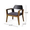 thumbnail image 7 of Alvaro Outdoor Acacia Wood Club Chairs with Cushion, Set of 2, Teak, Black, Dark Gray, 7 of 7