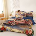 thumbnail image 4 of Manfei Vintage Truck 7pcs Queen Bedding,American Flag Bedding Comforter Set Queen,Red Blue,Navy Blue Reversible, 4 of 7