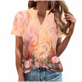 thumbnail image 1 of Camisetas de Verano para Mujeres Casual Camiseta con Cuello en V Botón Arriba Suelto, Camisetas de Mujer Casual para Primavera Verano, 1 of 4