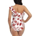 thumbnail image 5 of Honeii Red Football for women's one-piece swimsuit featuring a chic one-shoulder design experience elegance and style in the water-X-Large, 5 of 6