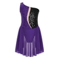 thumbnail image 3 of DPOIS Kids Girls Lyrical Dance Dress Skirted Leotard Ballroom Costume Purple 10, 3 of 7
