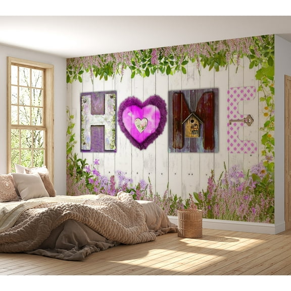 Tiptophomedecor Background & Patterns Wallpaper Wall Mural - Home Fantasy on White Wood