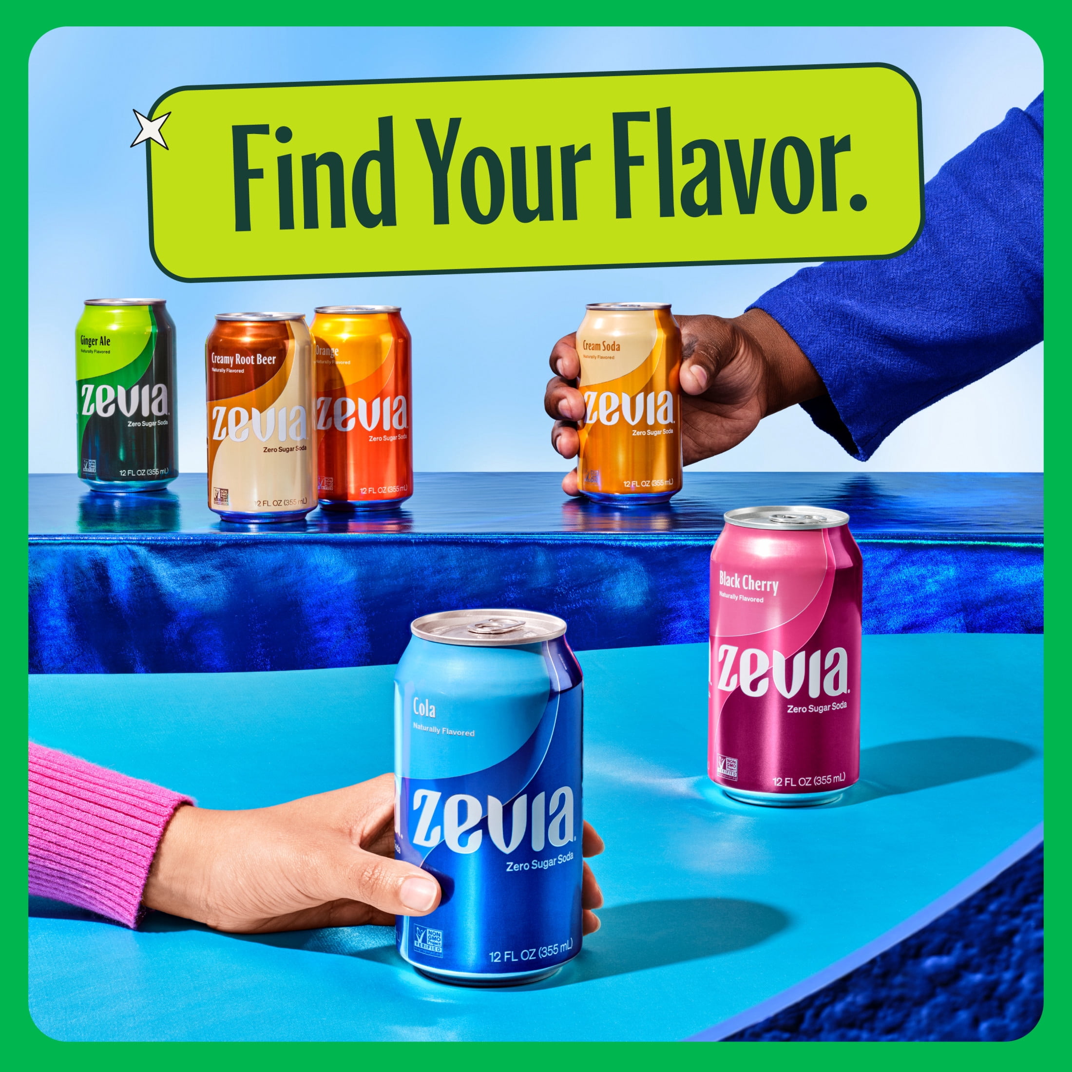 Zevia Zero Sugar, 0 Calorie, Caffeine-Free Soda Pop, Variety Pack, 12 fl oz, 18 Pack Cans
