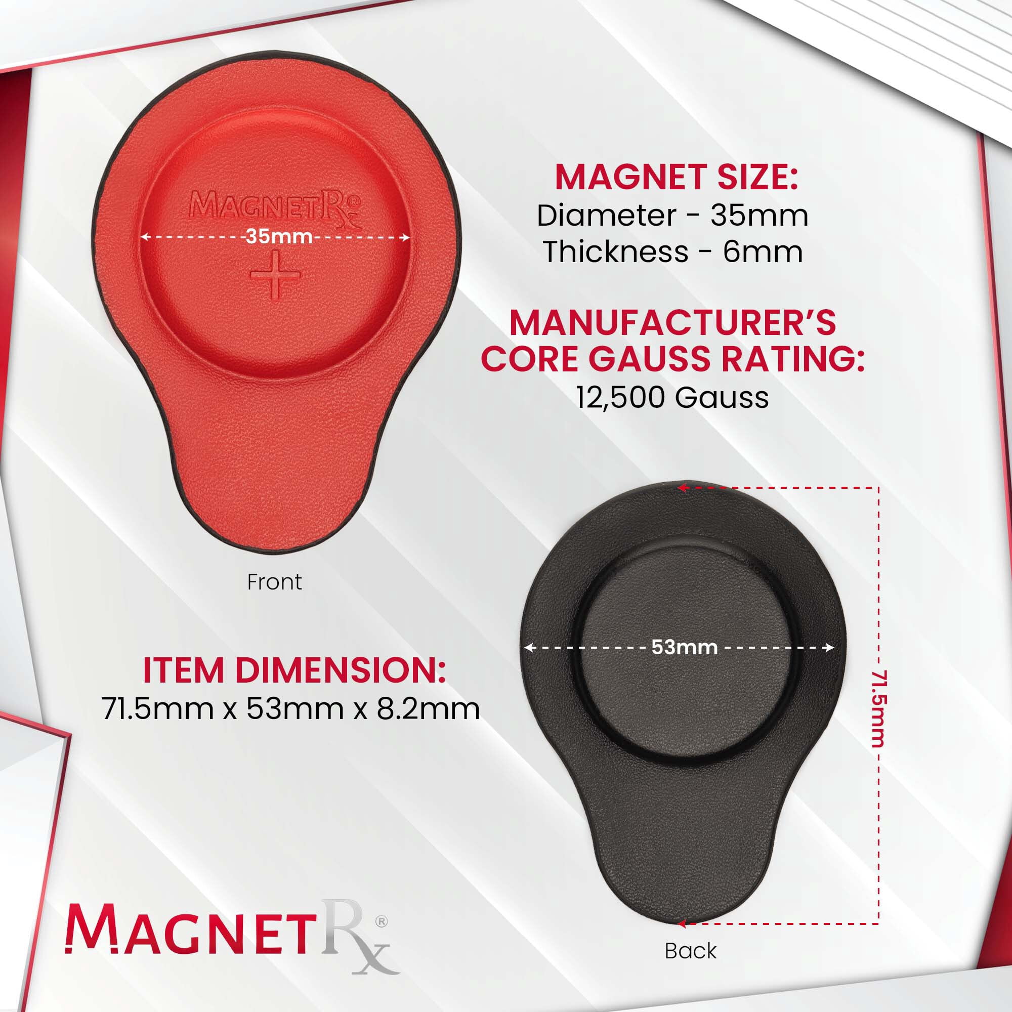 Biomagnetic Therapy Magnet Set — Neodymium  Leather (2 Medium Magnets)