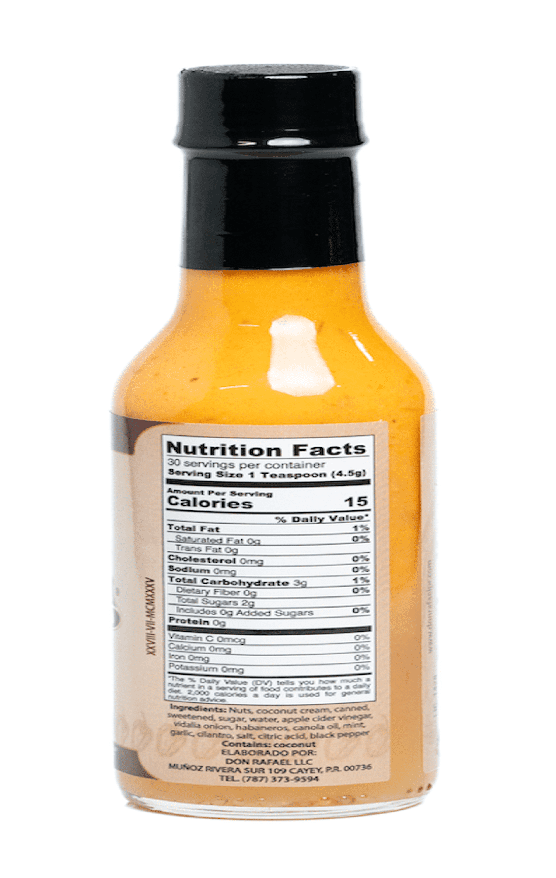 Don Rafael Artisan Coconut and Spices, 5 oz, Hot Sauce, Glass Bottle, No Allergen