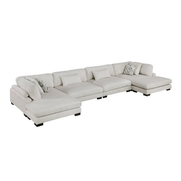 Lexicon Corydon Microfiber 4-Piece Modular Sectional with Chaise in Beige