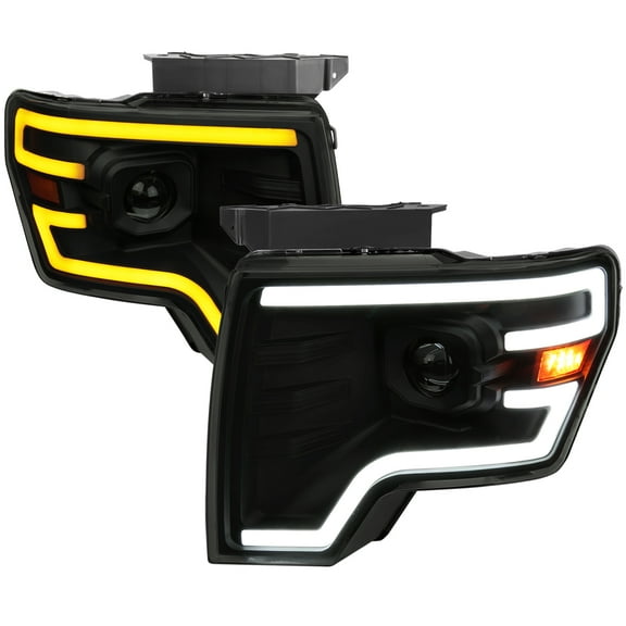 Switchback Sequential LED Turn Signal Projector Headlights (Black Housing/Smoke Lens) Made for and Compatible with 2009-2014 Ford F-150