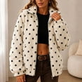 thumbnail image 2 of Fleece Jackets for Women Oversized Stand Collar Zip Up Jacket with Pockets Winter Casual Warm Trendy Polka Dots Plush Outerwear,Sizes S-2XL, 2 of 8