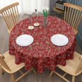 thumbnail image 3 of Red Christmas Scene Pattern Round Tablecloth 60"x60",Wrinkle Wipeable Table Cloth for Kitchen Dining Room Picnic Patio Party, 3 of 6