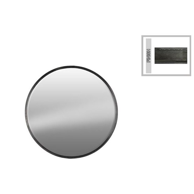 Benjara BM219130 Miroir Mural Rond en Métal avec Design Terni&44; Gris - Lot de 2