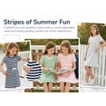 thumbnail image 4 of HILEELANG 4–13 Little/Big Girls Green White Stripe V-Neck Short Sleeve Dress with Waist Tie Size 6-7, 4 of 8