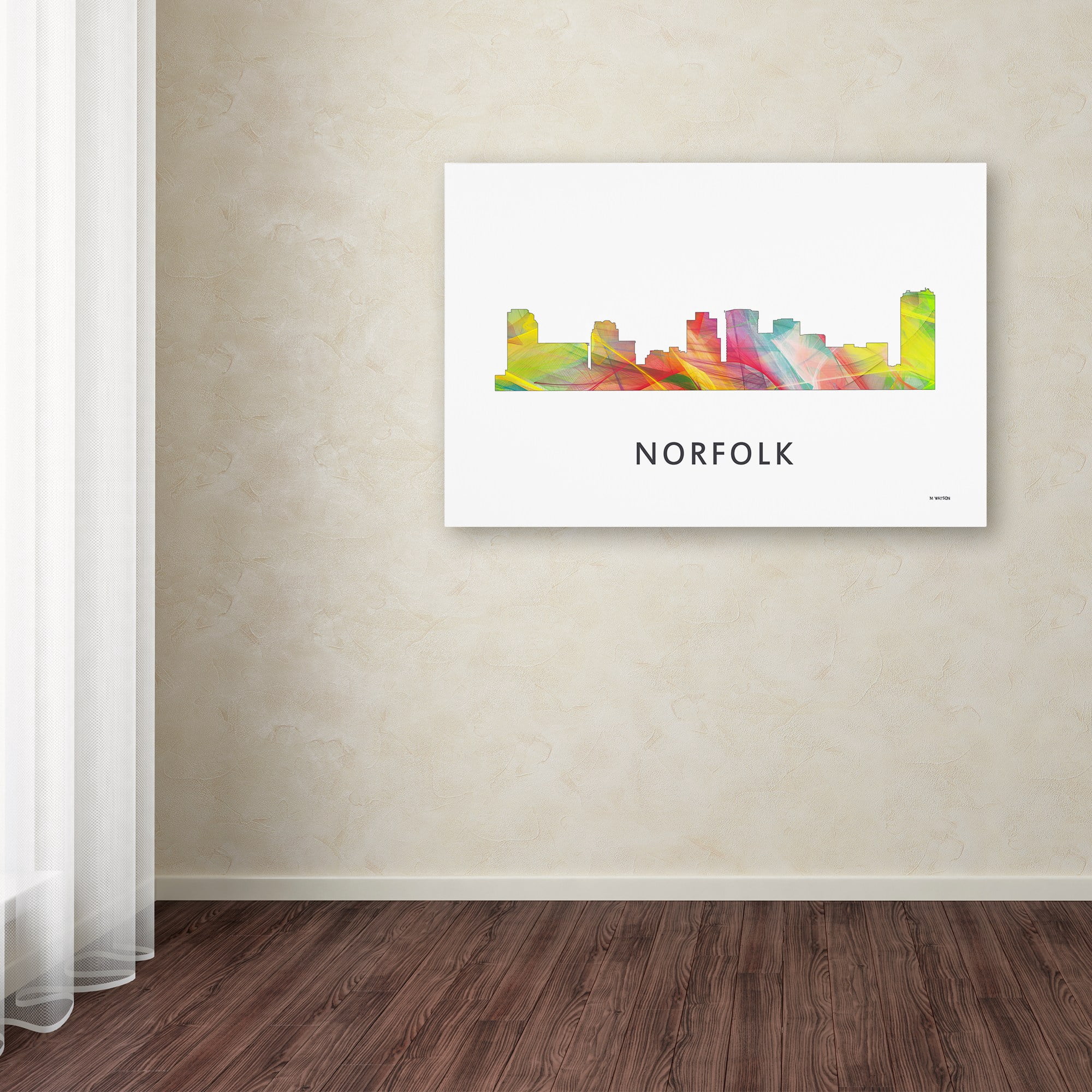 Trademark Fine Art 'Norfolk Virginia Skyline WB-1' Canvas Art by Marlene Watson