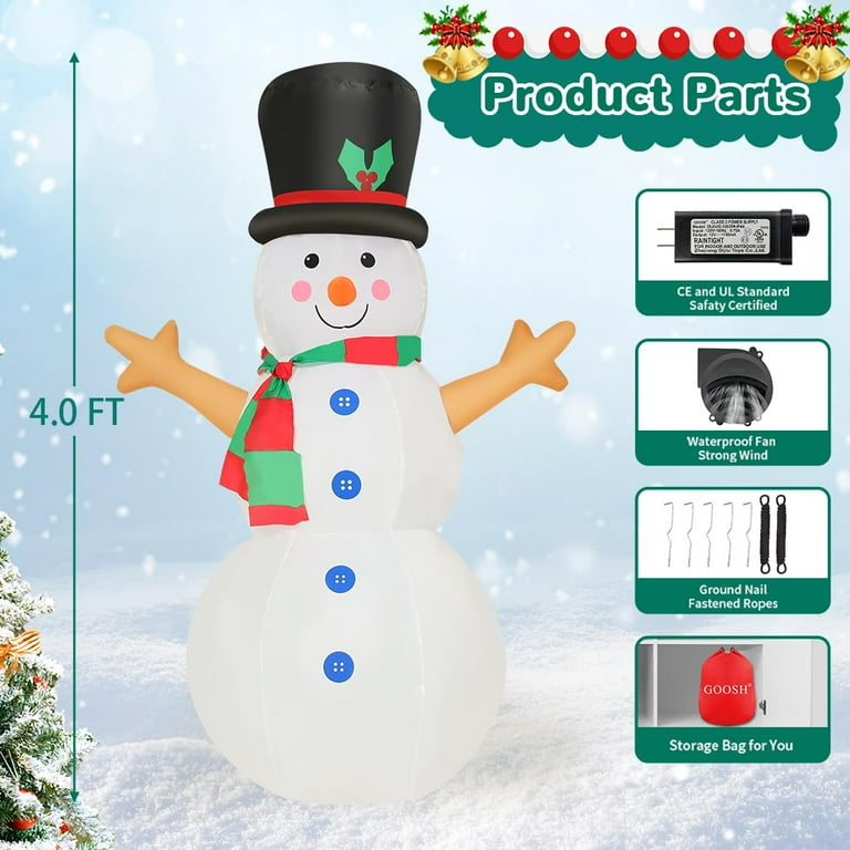 【SnowMan】 Costway 6ft Christmas Inflatable Snowman with Penguins Quick