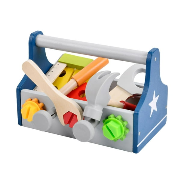 Caja de herramientas, juego de juguetes, tuercas y tornillos, juguete de viaje, juego de herramientas de madera para bloques de construcción, kits de