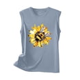 thumbnail image 4 of Fjofpr Tank Top with Built in Bra for Women 2024 Women's New Loose Casual Fashion Crew-neck All-matching Printed Top Sky Blue XL, 4 of 4