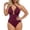Swimwear-606Wine, variant on Xdegoge Bathing Suits for Women Plunge V Neck Keyhole Cut out One Piece Swimsuits Smooth Solid Ruched Buckle Detail Flattering Slimming Summer Beachwear