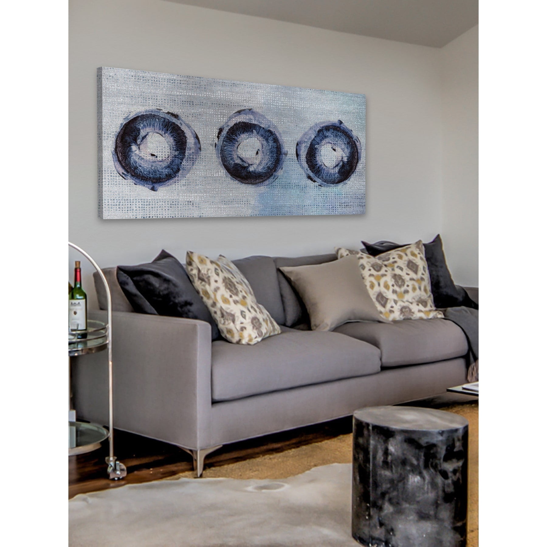 MARMONT HILL  - 'Ring Shadows' Painting Print on Wrapped Canvas - Blue Small
