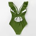 thumbnail image 4 of Gibobby Trajes de Natación para Mujer Traje de baño de verano para mujer Traje de baño con cuello en V profundo Volantes en la parte posterior Traje de b(Verde,CH), 4 of 4
