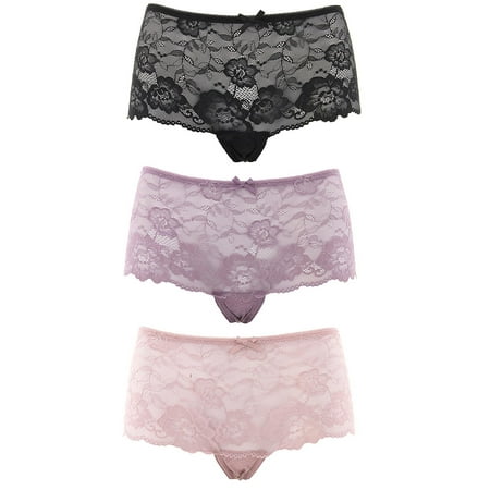 Elegance Panty - New York Elegance Women's Rose Lace Briefs 3-Pack