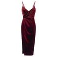 thumbnail image 6 of Hpapadks Formal Dresses for Women Elegent Sleeveless Sling Side Split Gold Velvet Solid Dress Cocktail Dresses for Women Red M, 6 of 7