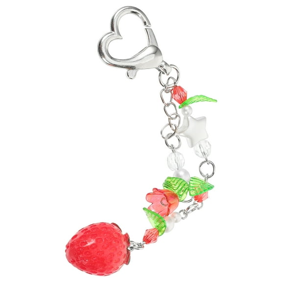Cute Strawberry Keychain with Acrylic Resin Beads for Bag Hanging Multi Function Lovely Gift