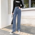 thumbnail image 4 of Vaqueros de pierna ancha de cintura alta para mujer, pantalones holgados y finos Hyunya wind rasgados rectos para fregar, primavera y verano, 2024, 4 of 5