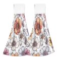 thumbnail image 2 of Colorful Flowers 2 Pack 14''x18'' Hand Towels Soft Coral Fleece Quick Dry Hook and Loop for Kitchen Bathroom, 2 of 7