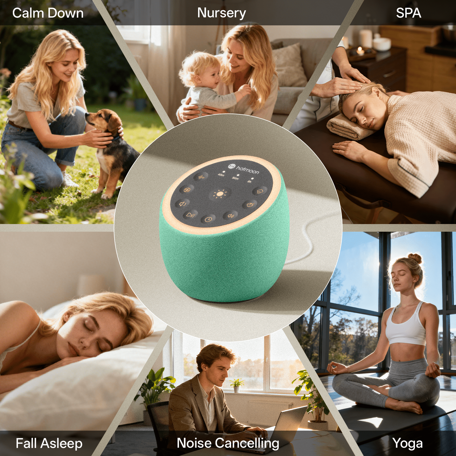 Hotmoon Cocoon 2 White Noise Sound Machine with 40 Soothing Sounds, Memory Functions, Dual Speaker, Noise Reduction, Office Privacy, Sleep Aid, Yoga, Meditation