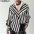 thumbnail image 5 of INCERUN Tops 2024 Moda de estilo americano Nueva camisa de diseño de patrón de rayas para hombres Blusa informal de manga larga para hombre S-5XL, 5 of 5