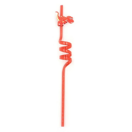 

Party Yeah Random 1 Pcs Cartoon Dinosaur Plastic Spiral Drinking Straws Use Party Juice Wine Cup Random