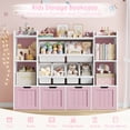 thumbnail image 5 of Hiphuta 3-tier 55"in Large Kids Bookcase with Toy Storage Organizer, Wood Toy Organizer of 6 Boxes & 4 Removable Drawers, Pink, 5 of 8