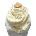 thumbnail image 2 of Ivory Cable Knit Infinity Loop Scarf With Fringe, 2 of 3