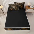 thumbnail image 4 of Erosebridal Forest Stag Pattern Zipper Twin Comforter Sets with Fitted Sheet and 2 Pillowcases,Dry Leaf Print Zipper Bedding Set,Brown Green Khaki,Black Reversible, 4 of 6