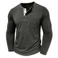 thumbnail image 5 of ZCFZJW Mens Athletic Henley Shirts Casual Lightweight Long Sleeve Button Crewneck Pullover Tops with Pocket Regular Fit Cotton Workout Tees Shirt Dark Gray XXL, 5 of 7