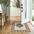 thumbnail image 2 of ODIKA 2'x3' Washable Accent Rug Dirt Dashed Trapper Border Door Repeating Neutral Tones Trapping for Bedroom, Nursery, RV, Pet Friendly, Bedside Mat, 2 of 7