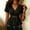 Black women v neck blouse a1, variant on Women V Neck Short Sleeve Ruffle Wrap Peplum Top Solid Dressy Casual Blouse for Summer Travel Office Fashion Clothes, Black S