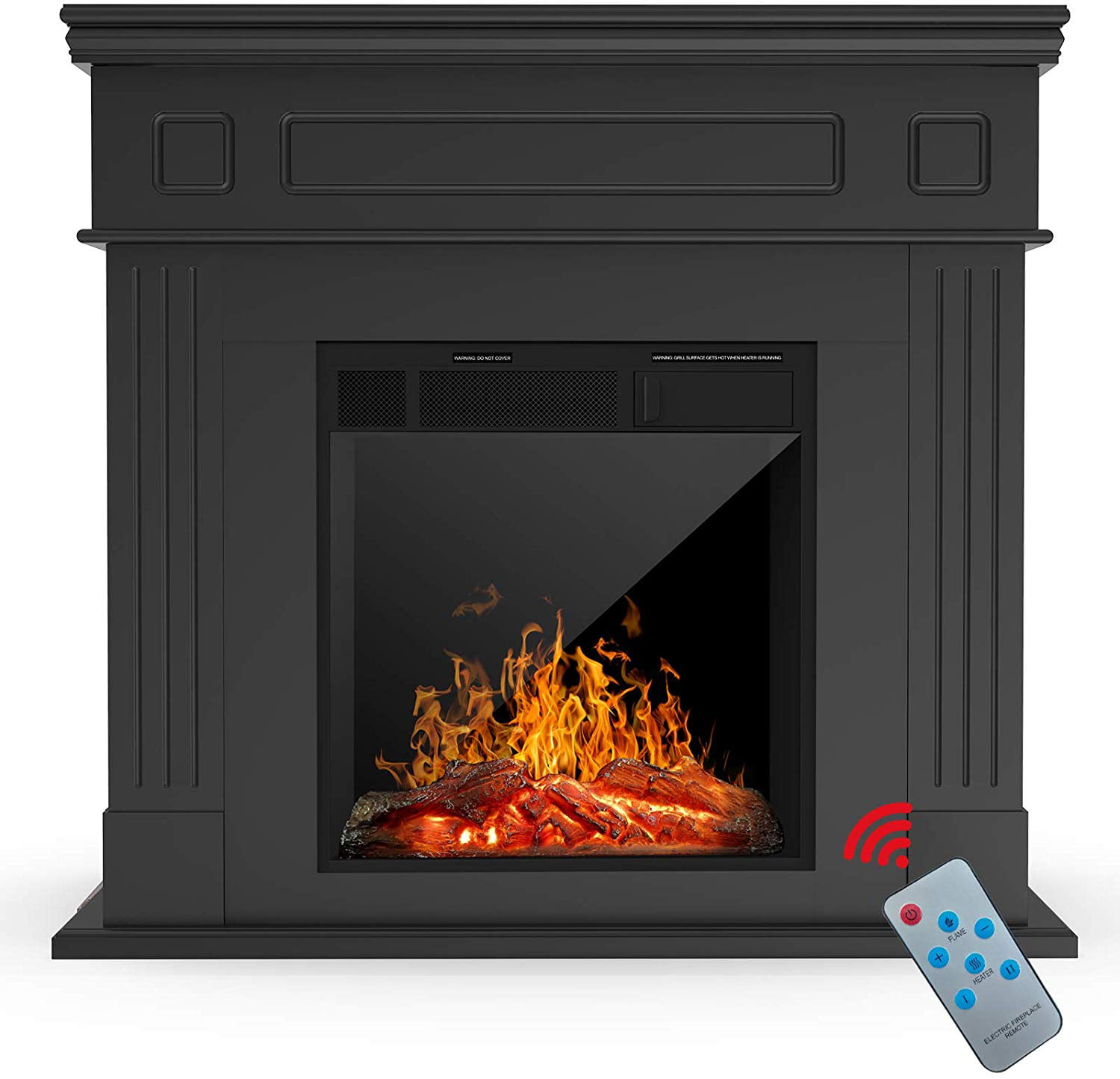 Freestanding Electric Fireplace Mantel Package Heater Log Hearth with Realistic Flame and Remote Control KUPPET Electric Fireplace