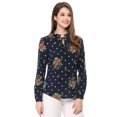 thumbnail image 3 of Unique Bargains Women's Tie Ruffled Neckline Polka Dots Floral Blouse Tops, 3 of 6