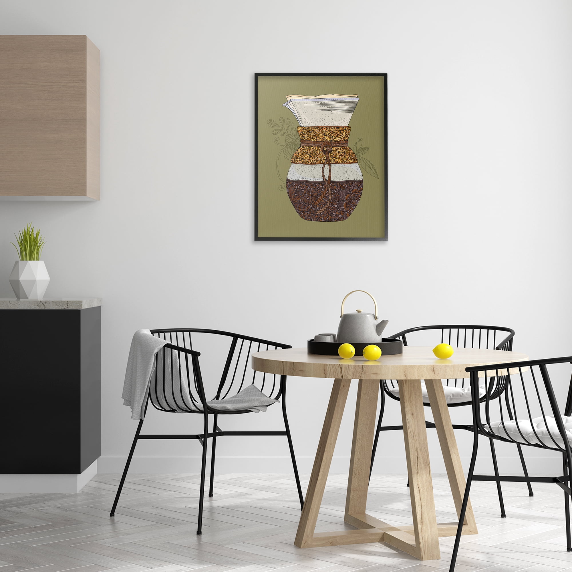 Stupell Industries Pour Over Coffee Maker Food & Beverage Painting Black Framed Art Print Wall Art, 24 x 30