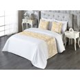 thumbnail image 3 of Abstract Bed Runner Set, Circular Chain Design Dimensional Print of Swirly Waves Background, Decorative Bedding Scarf & 2 Pillow Shams for Hotels Homes, King, Champagne and Earth Yellow, by Ambesonne, 3 of 3